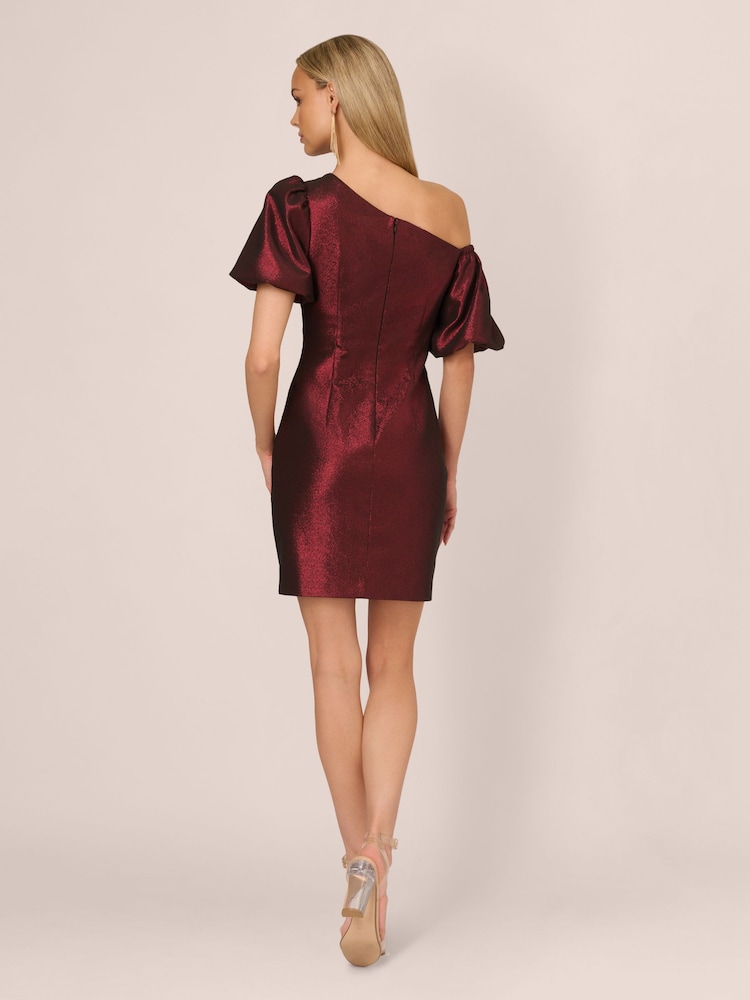 Adrianna by Adrianna Papell Mini Red Stretch Jacquard Dress - Image 2 of 7 Adrianna by Adrianna Papell Mini Red Stretch Jacquard Dress - Image 2 of 7