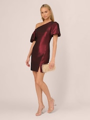 Adrianna by Adrianna Papell Mini Red Stretch Jacquard Dress - Image 3 of 7