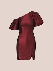 Adrianna by Adrianna Papell Mini Red Stretch Jacquard Dress - Image 6 of 7
