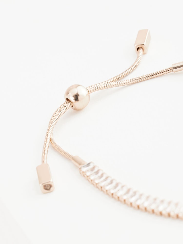 Gold Tone Baguette Stone Pully Bracelet - Image 4 of 4
