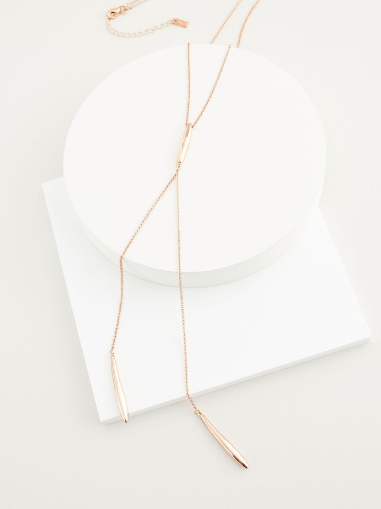 Gold Tone Teardrop Y Necklace - Image 4 of 4