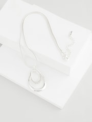 Silver Tone Swirl Oval Pave Necklace - Image 3 of 4