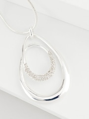 Silver Tone Swirl Oval Pave Necklace - Image 4 of 4