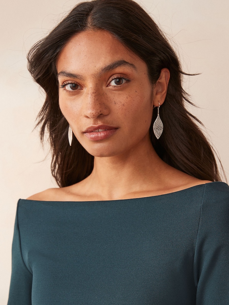 Silver Tone Cutout Earrings - Image 2 of 3