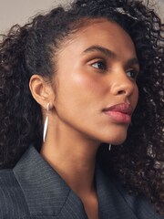Silver Tone Sleek Drop Earrings - Image 3 of 4