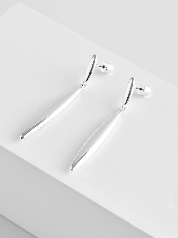 Silver Tone Sleek Drop Earrings - Image 4 of 4 Silver Tone Sleek Drop Earrings - Image 4 of 4