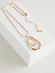 Gold Tone Swirl Oval Pave Necklace - Image 1 of 3