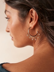 Gold Tone Sparkle Drop Hoop Earrings - Image 1 of 1