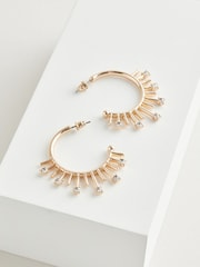 Gold Tone Sparkle Drop Hoop Earrings - Image 3 of 3
