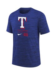 Fanatics Youth Blue MLB Texas Rangers Large Logo Velocity T-Shirt - Image 3 of 3