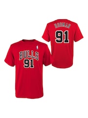 Fanatics Youth Red NBA Chicago Bulls Dennis Rodman Hardwood Classics Name And Number 100% Cotton T-Shirt - Image 1 of 3