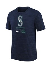 Fanatics Youth Blue MLB Seattle Mariners Large Logo Velocity T-Shirt - Image 2 of 3