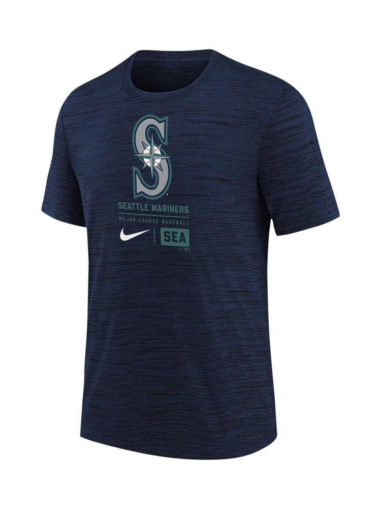 Fanatics Youth Blue MLB Seattle Mariners Large Logo Velocity T-Shirt - Image 2 of 3