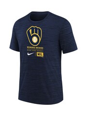 Fanatics Blue MLB Milwaukee Brewers Large Logo Velocity T-Shirt - Image 3 of 3