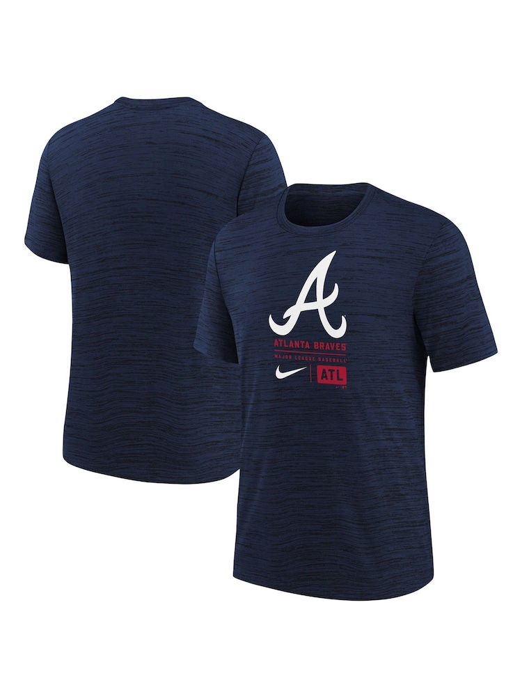 Fanatics Blue MLB Atlanta Braves Large Logo Velocity T-Shirt - Image 1 of 3