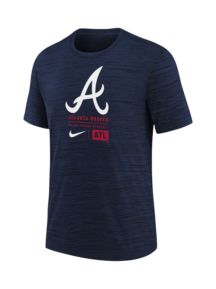 Fanatics Blue MLB Atlanta Braves Large Logo Velocity T-Shirt - Image 3 of 3