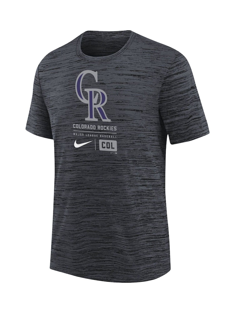Fanatics Youth MLB Colorado Rockies Large Logo Velocity Black T-Shirt - Image 2 of 3