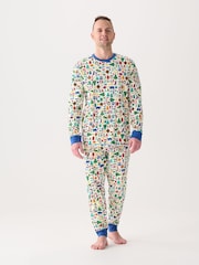 Hatley Mens Blue Falala Cotton Christmas Pyjamas - Image 1 of 3