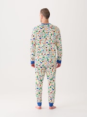Hatley Mens Blue Falala Cotton Christmas Pyjamas - Image 2 of 3