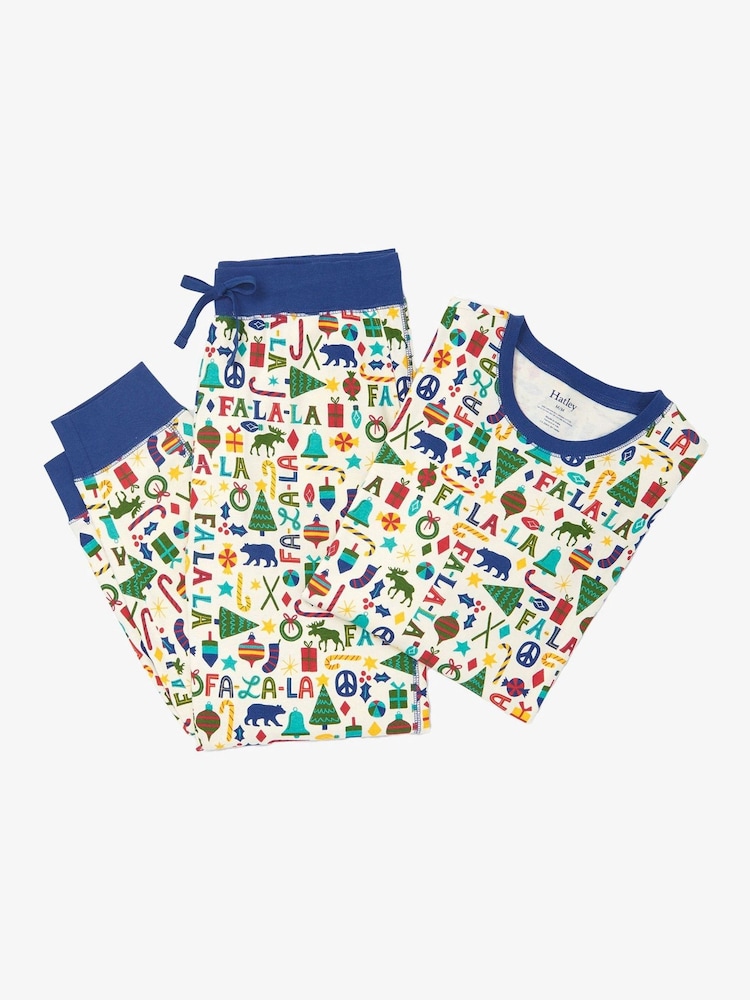 Hatley Mens Blue Falala Cotton Christmas Pyjamas - Image 3 of 3
