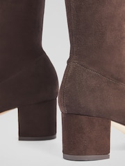 LK Bennett Eldon Espresso Block Heel Stretch Knee Brown Boots - Image 4 of 4