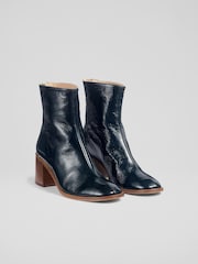 LK Bennett Blue Camila Front Seam Casual Boots - Image 2 of 4