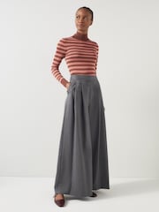 LK Bennett Hally Grey Wide Leg Pin Stripe Trousers - Image 1 of 4