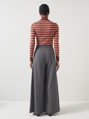 LK Bennett Hally Grey Wide Leg Pin Stripe Trousers - Image 2 of 4