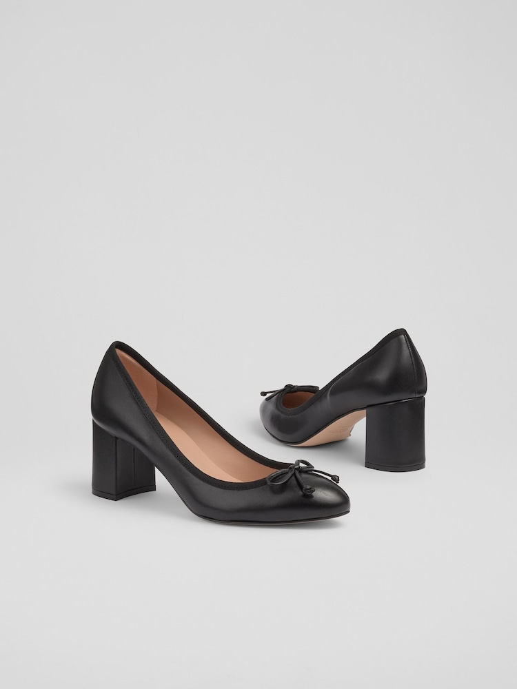 LK Bennett Black Juliette High Heel Grosgrain Ballerina Courts - Image 2 of 4