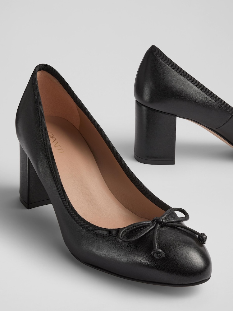 LK Bennett Black Juliette High Heel Grosgrain Ballerina Courts - Image 4 of 4