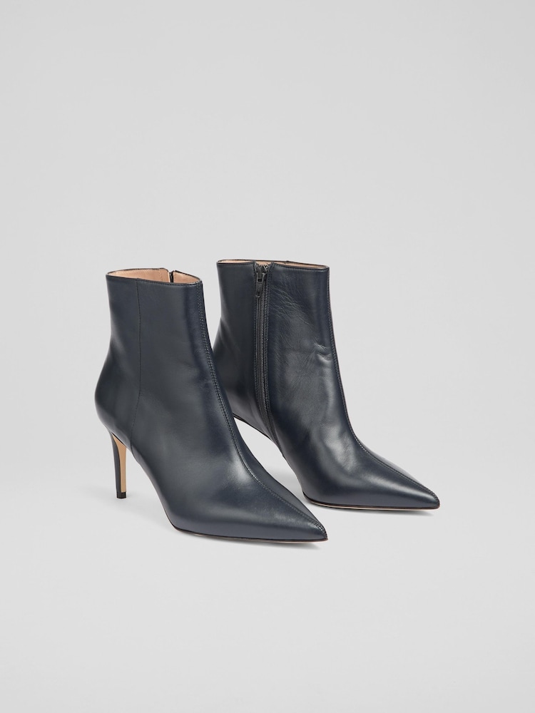 LK Bennett Blue Aster Stiletto Ankle Boots - Image 2 of 4 LK Bennett Blue Aster Stiletto Ankle Boots - Image 2 of 4