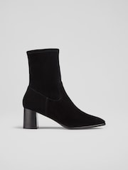 LK Bennett Black Harp Block Heel Stretch Ankle Boots - Image 2 of 4