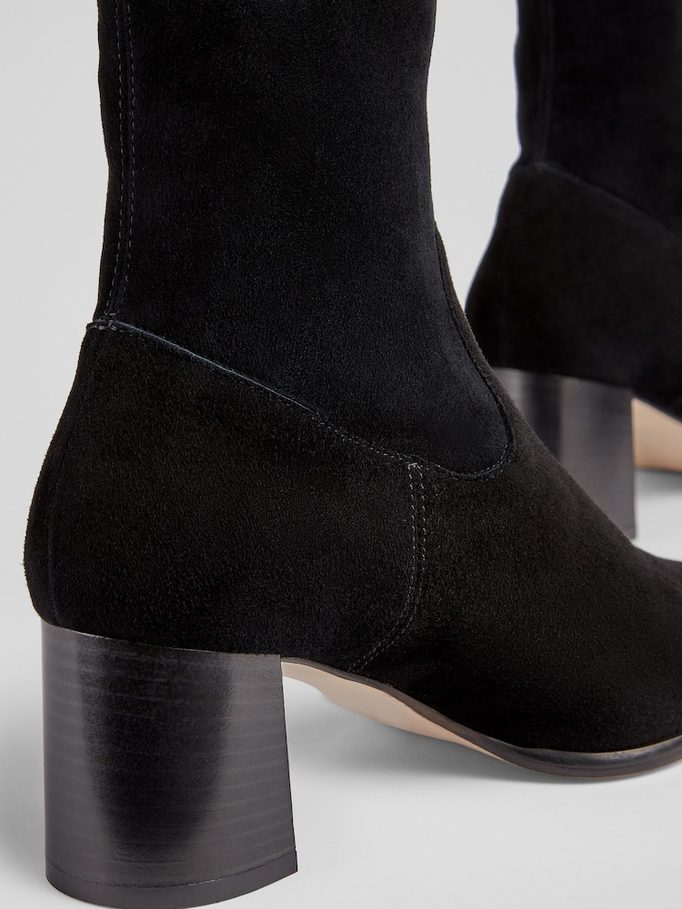 LK Bennett Black Harp Block Heel Stretch Ankle Boots - Image 4 of 4