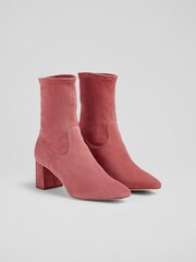 LK Bennett Harp Rose, Stretch-Stiefeletten mit Blockabsatz, Rosa - Bild 1 von 3