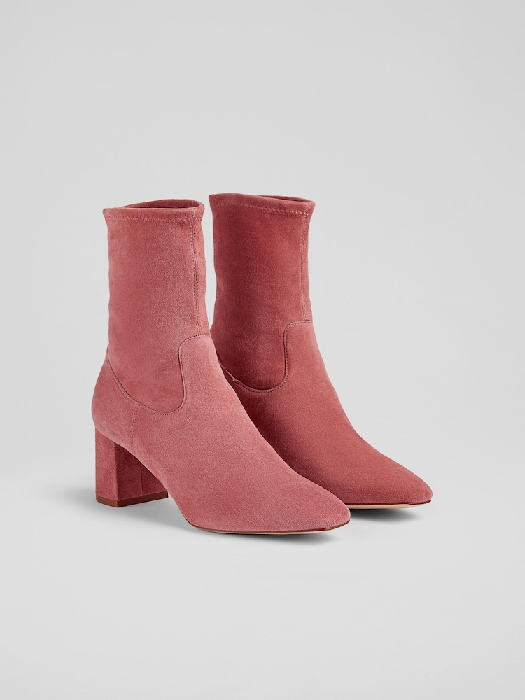 LK Bennett Harp Rose, Stretch-Stiefeletten mit Blockabsatz, Rosa - Bild 1 von 3