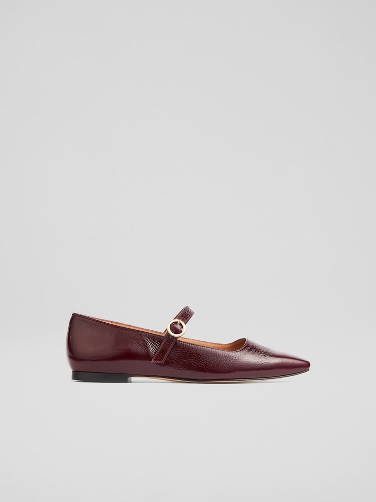 LK Bennett Red Willow Bordeaux Mary Jane Flats - Image 1 of 4