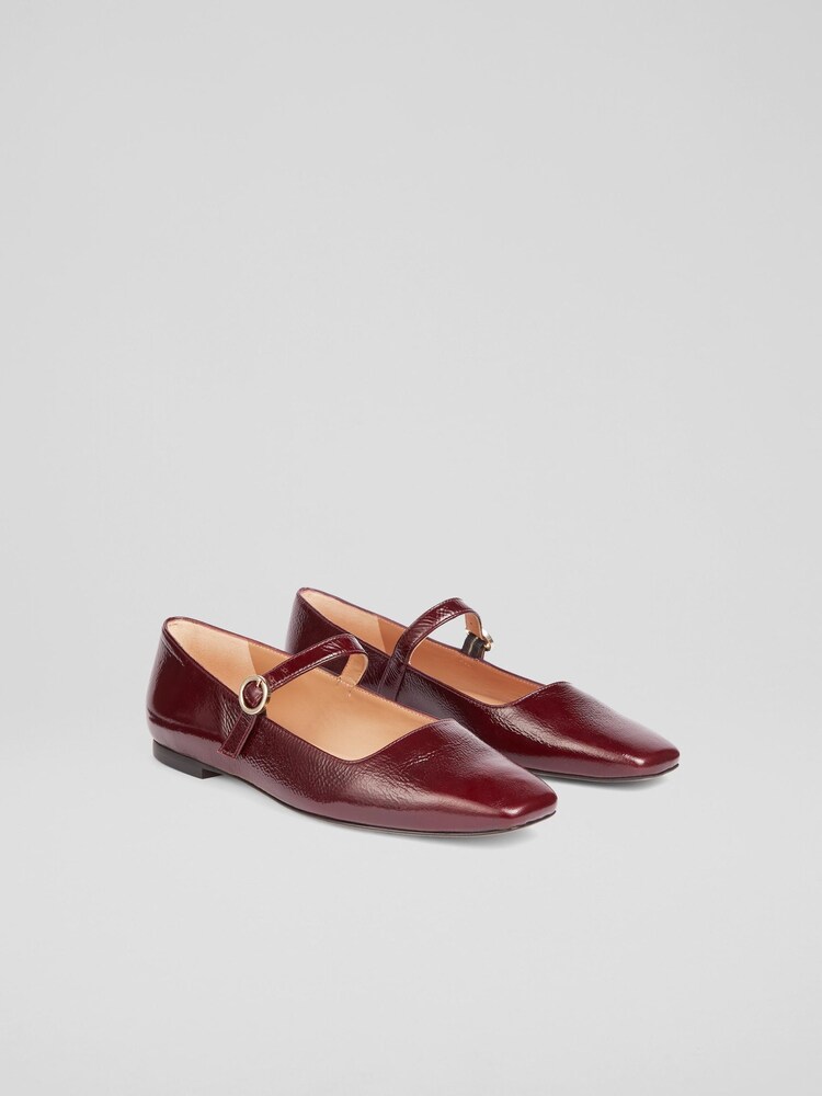LK Bennett Red Willow Bordeaux Mary Jane Flats - Image 2 of 4