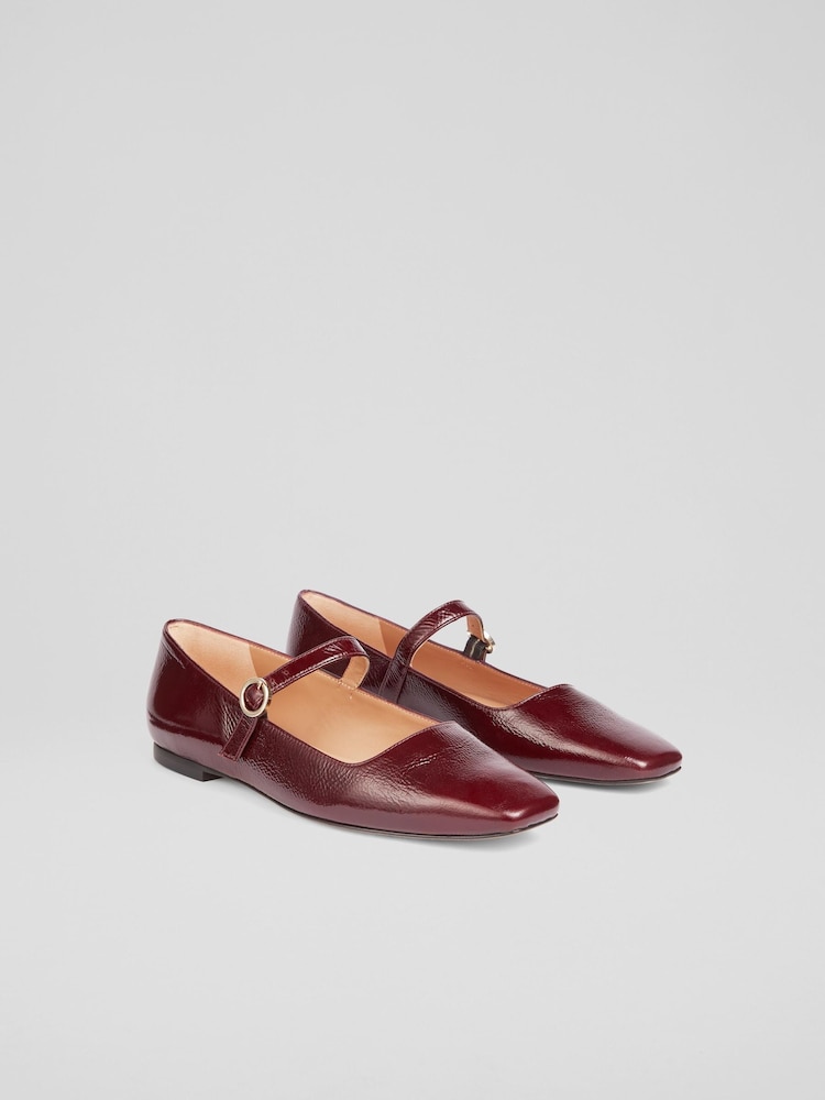 LK Bennett Red Willow Bordeaux Mary Jane Flats - Image 2 of 4 LK Bennett Red Willow Bordeaux Mary Jane Flats - Image 2 of 4