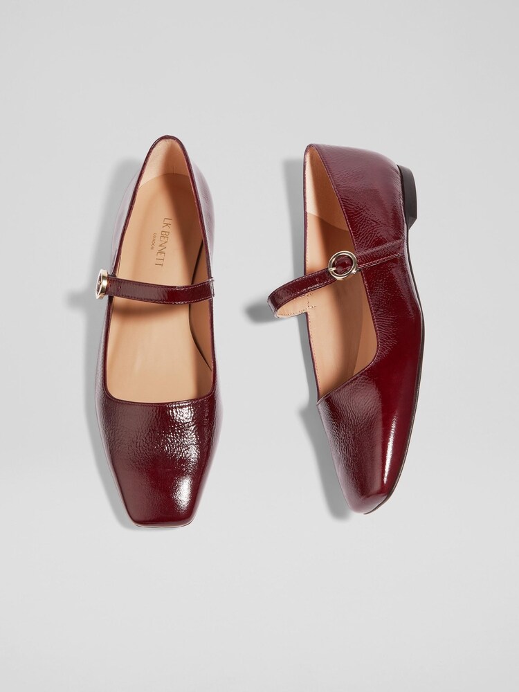 LK Bennett Red Willow Bordeaux Mary Jane Flats - Image 3 of 4