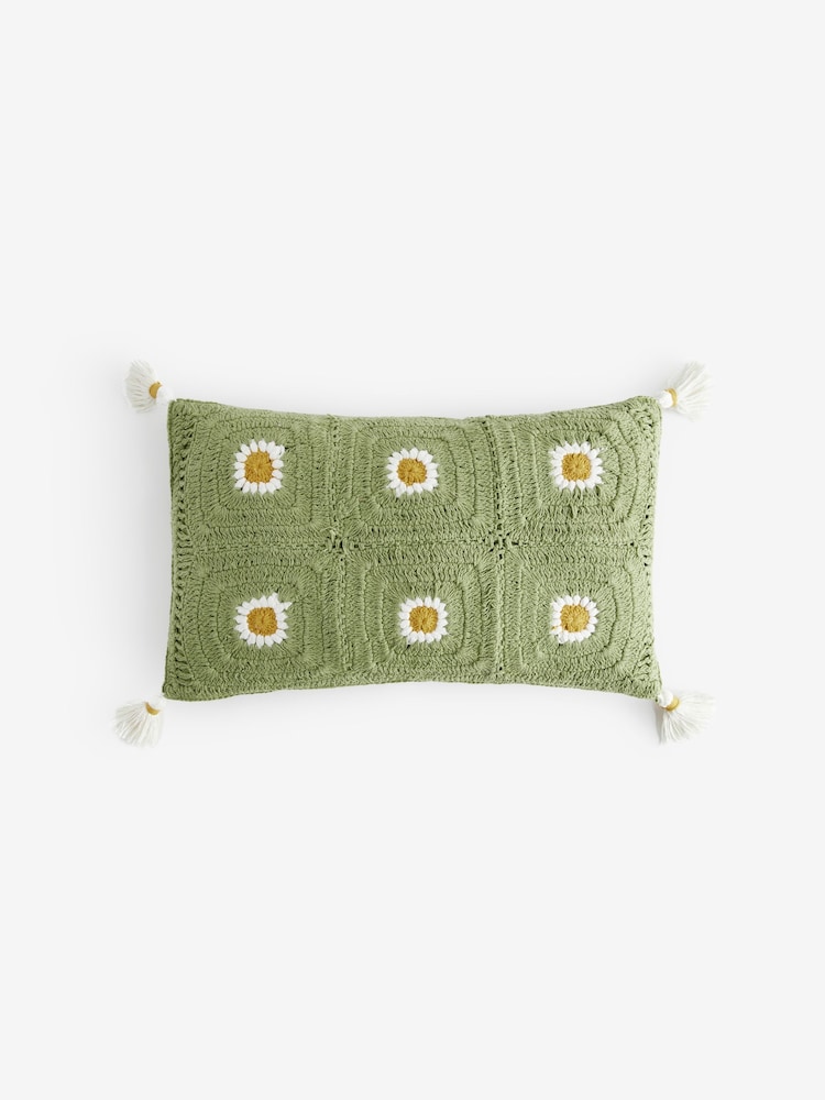 Floral Daisy Crochet Cushion - Image 3 of 5
