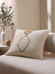 Natural Embroidered Floral Vase Cushion - Image 1 of 5
