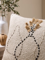 Natural Embroidered Floral Vase Cushion - Image 2 of 5