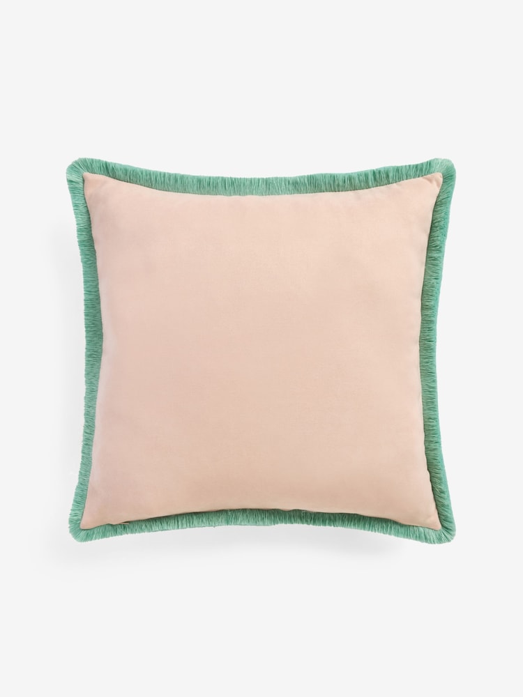 Teal Blue Floral Zebra Velvet Cushion - Image 5 of 5