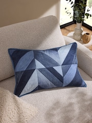 Blue Denim Patchwork Cushion - Image 1 of 5