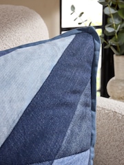 Blue Denim Patchwork Cushion - Image 5 of 5