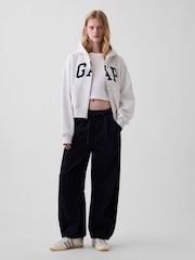 Gap Grey Vintage Soft Oversized Logo Zip-Up Hoodie - Image 3 of 4