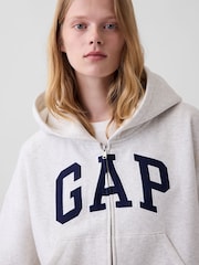 Gap Grey Vintage Soft Oversized Logo Zip-Up Hoodie - Image 4 of 4