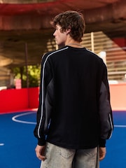 Black EDIT 100% Cotton Graphic Heavyweight Relaxed Fit Long Sleeve T-Shirt - Image 3 of 8