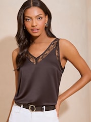 Lipsy Black Petite V Neck Cami Vest Top - Image 1 of 4