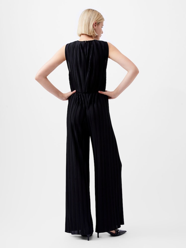 French Connection Black Pleated V-Neck Ronnie Jumpsuit - Image 2 of 4 French Connection Black Pleated V-Neck Ronnie Jumpsuit - Image 2 of 4